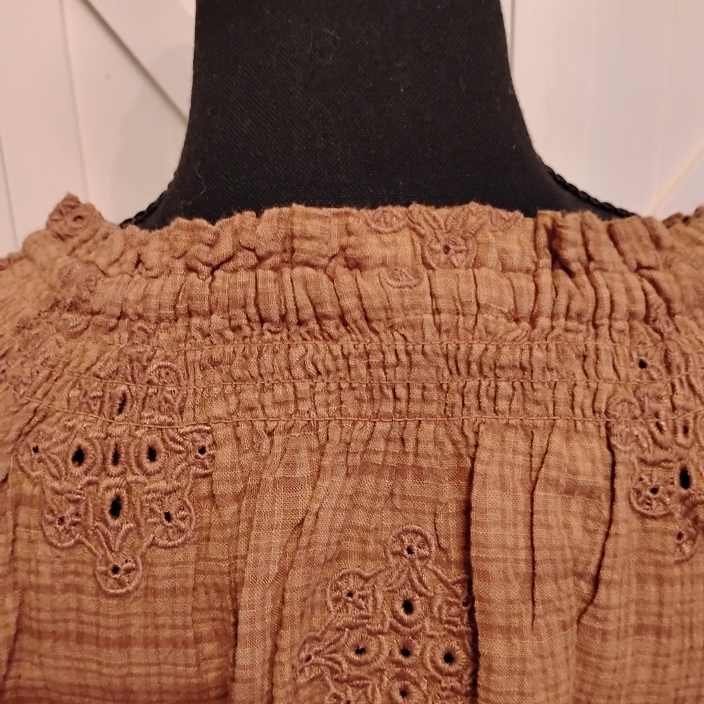 Democracy Tan Embroidered Blouse - Picture 9 of 9